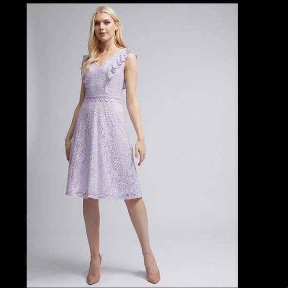 LILAC LACE SKATER DRESS - Picture 1 of 4